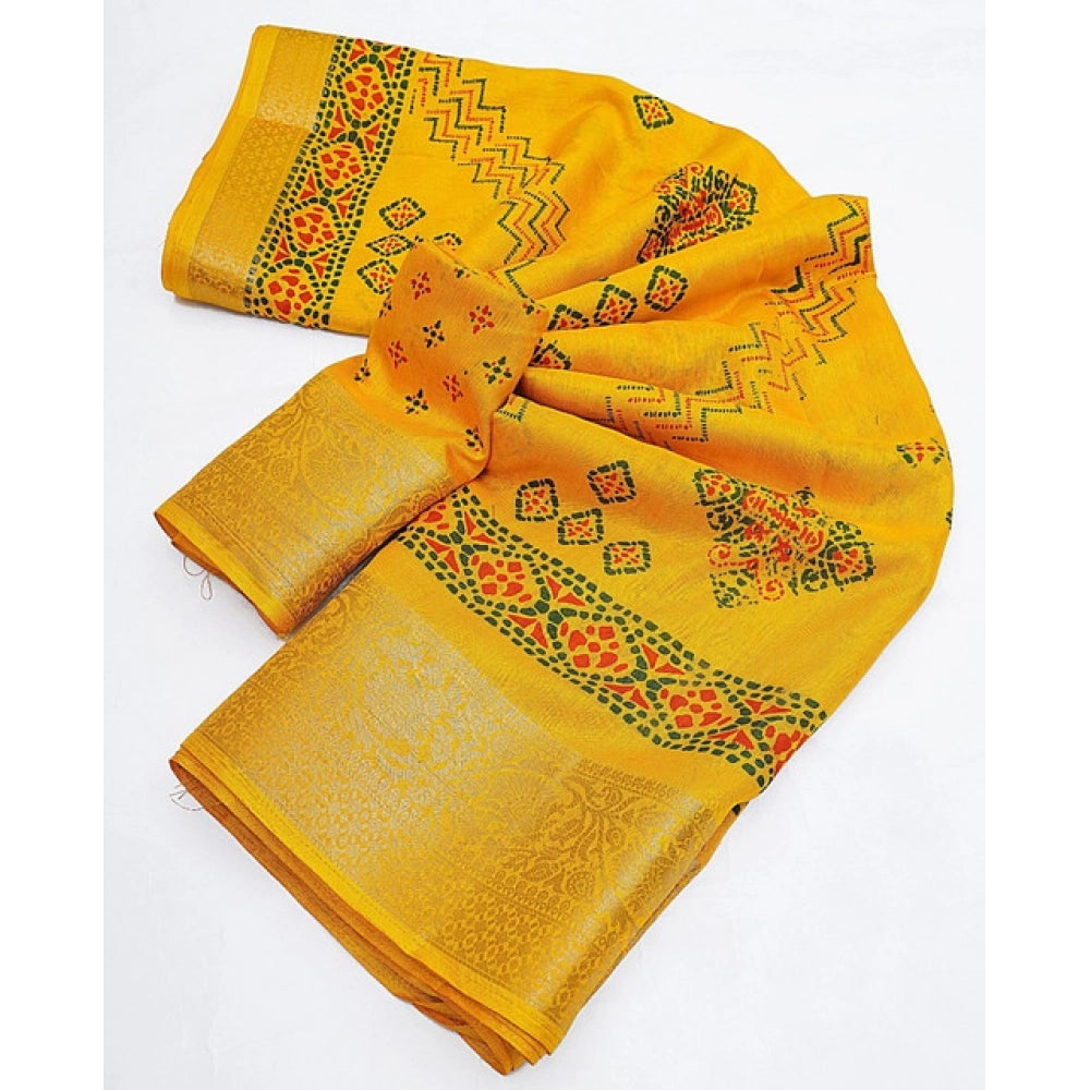 Charming Women's Cotton Silk Printed Saree With Blouse Piece