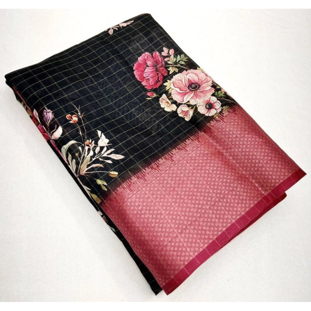 Exclusive Women's Cotton Silk Floral Printed Saree With Blouse Piece