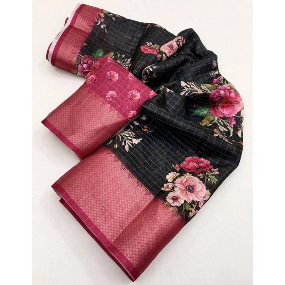 Exclusive Women's Cotton Silk Floral Printed Saree With Blouse Piece