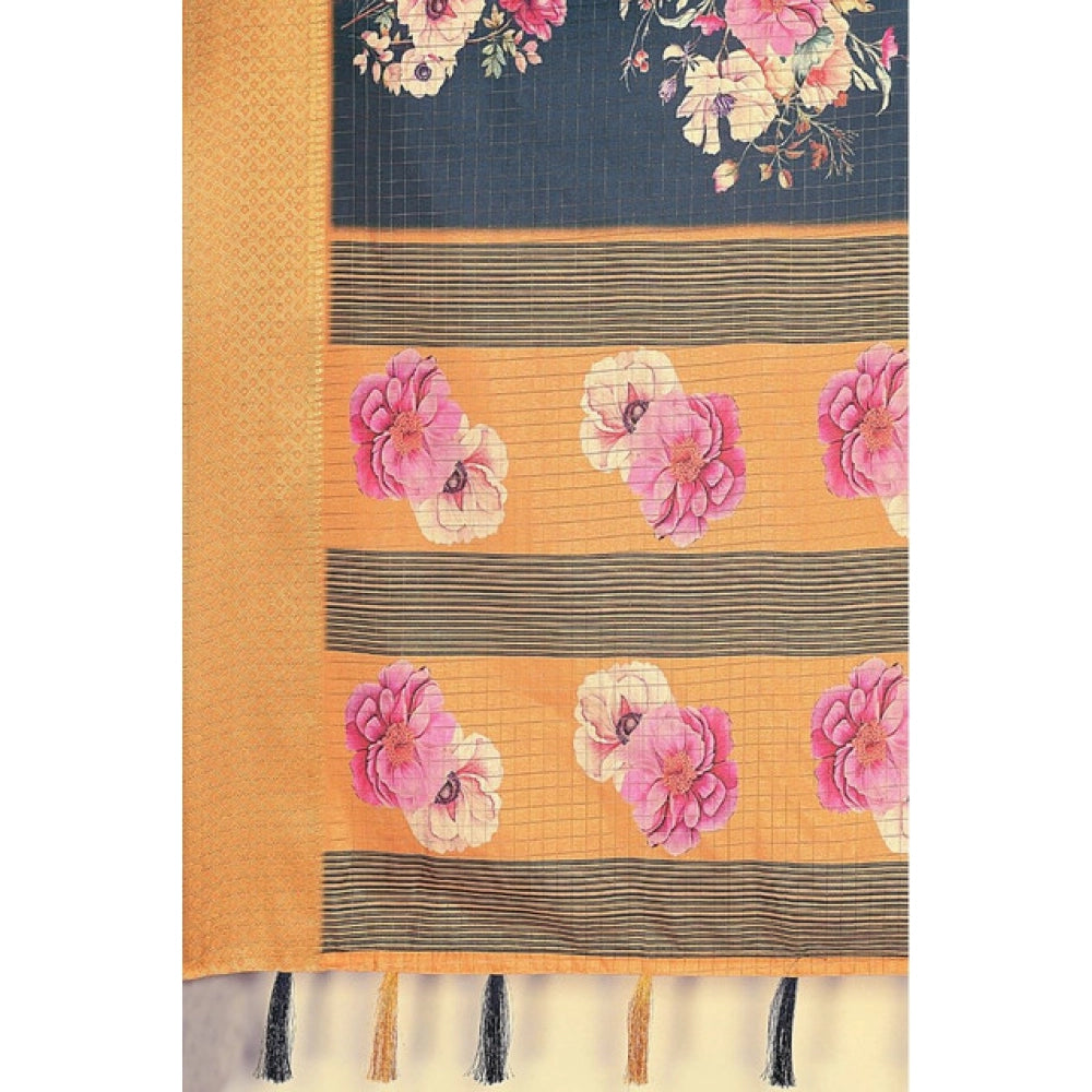 Exclusive Women's Cotton Silk Floral Printed Saree With Blouse Piece
