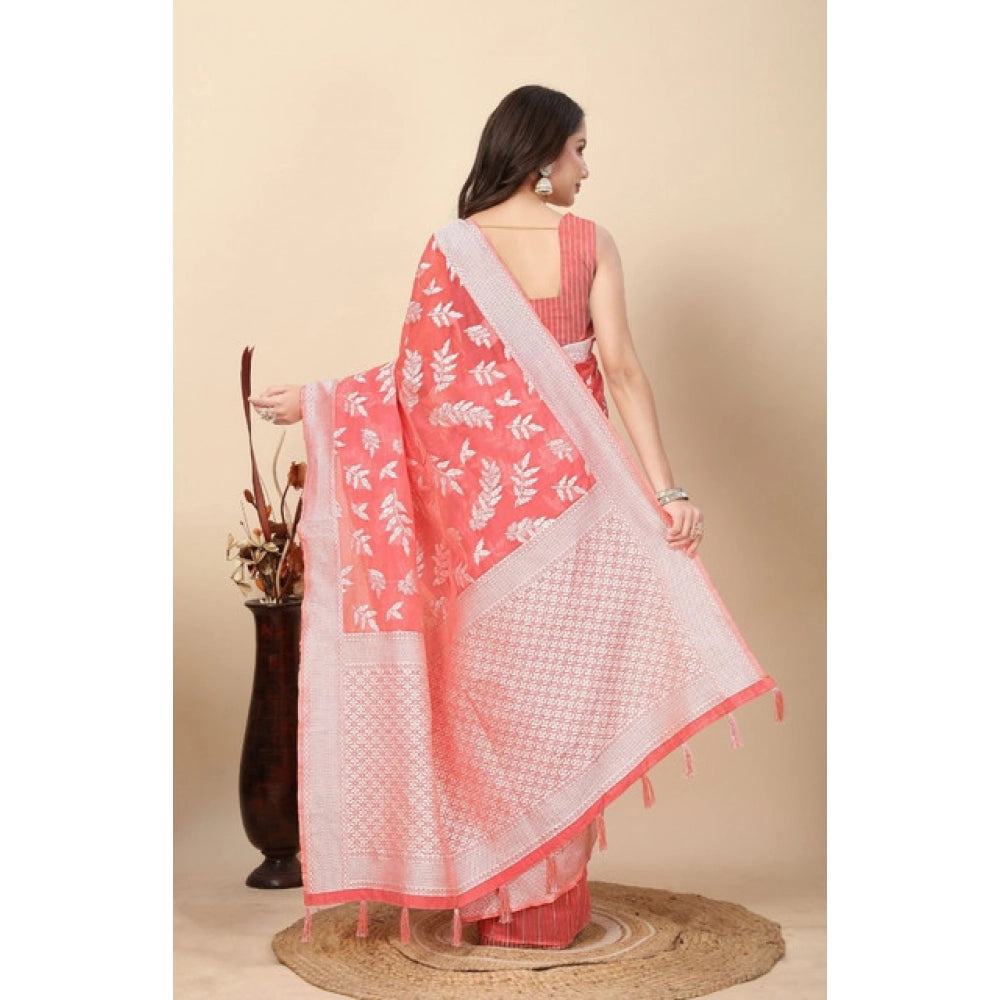 Awesome Women's Art Silk Jacquard Printed Saree With Blouse Piece
