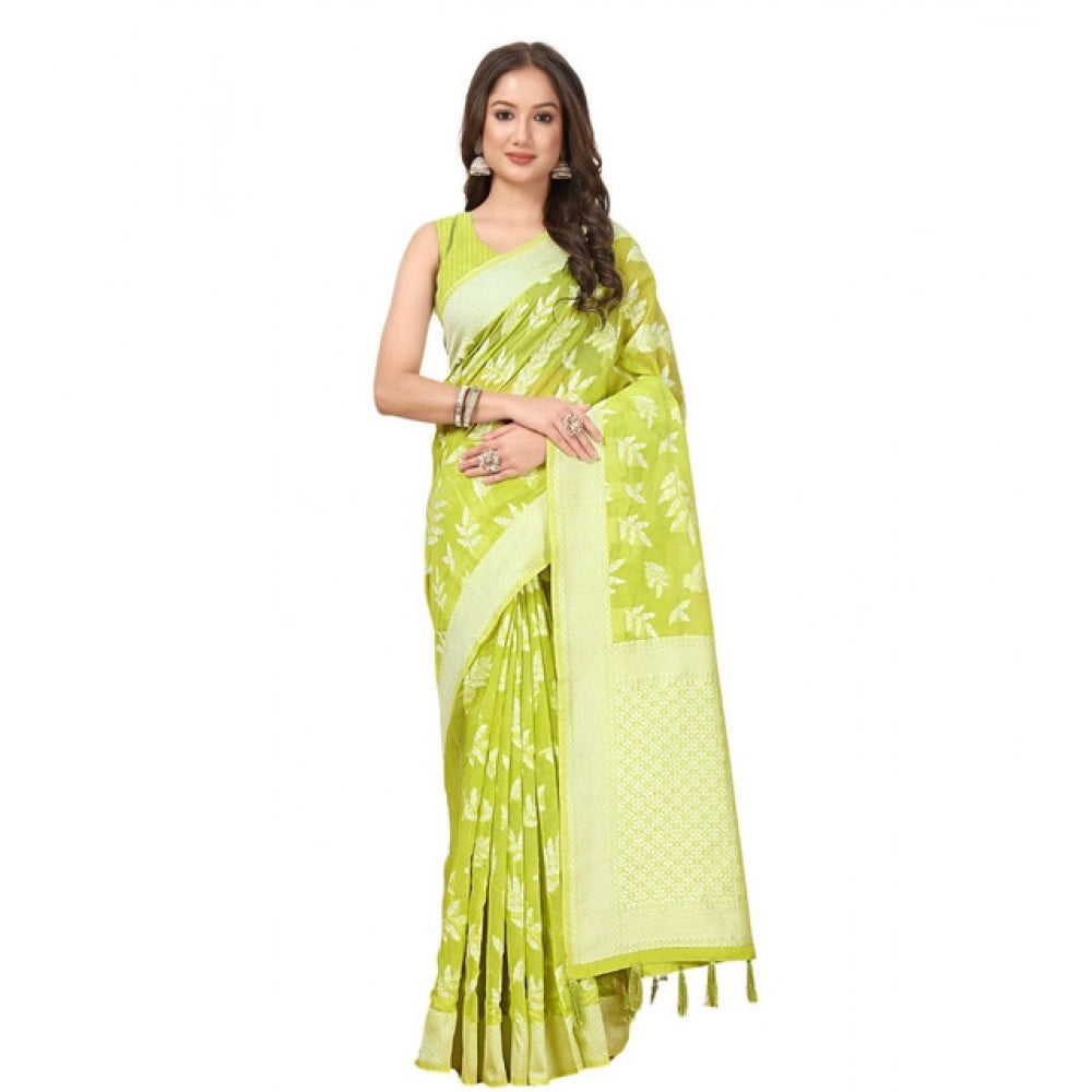 Awesome Women's Art Silk Jacquard Printed Saree With Blouse Piece