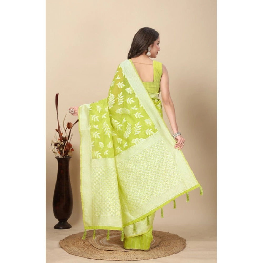 Awesome Women's Art Silk Jacquard Printed Saree With Blouse Piece