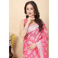 Awesome Women's Art Silk Jacquard Printed Saree With Blouse Piece