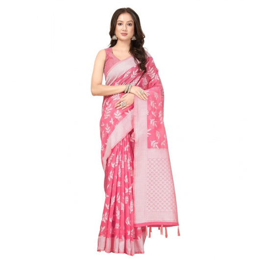 Awesome Women's Art Silk Jacquard Printed Saree With Blouse Piece