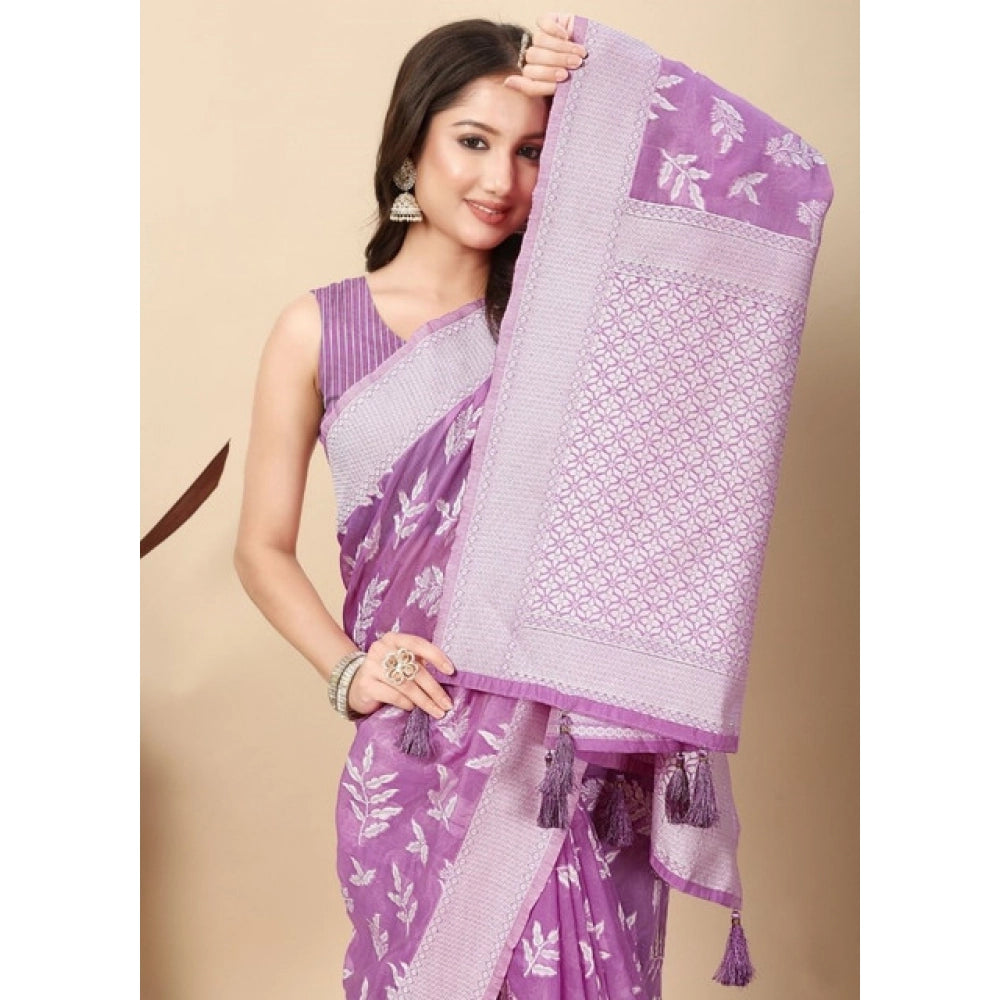 Awesome Women's Art Silk Jacquard Printed Saree With Blouse Piece