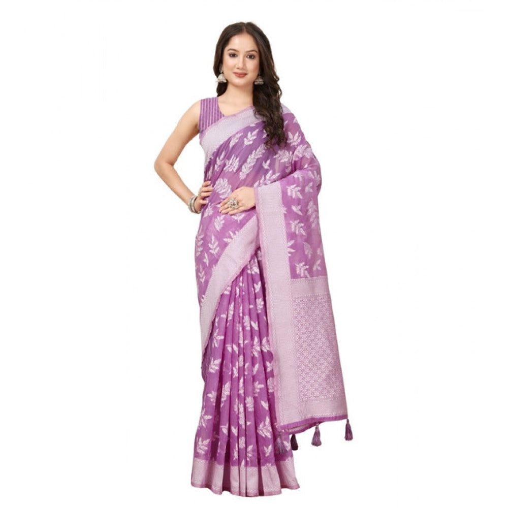Awesome Women's Art Silk Jacquard Printed Saree With Blouse Piece