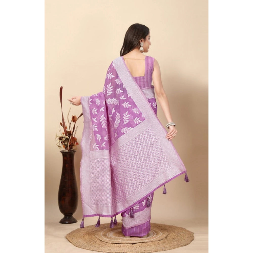Awesome Women's Art Silk Jacquard Printed Saree With Blouse Piece