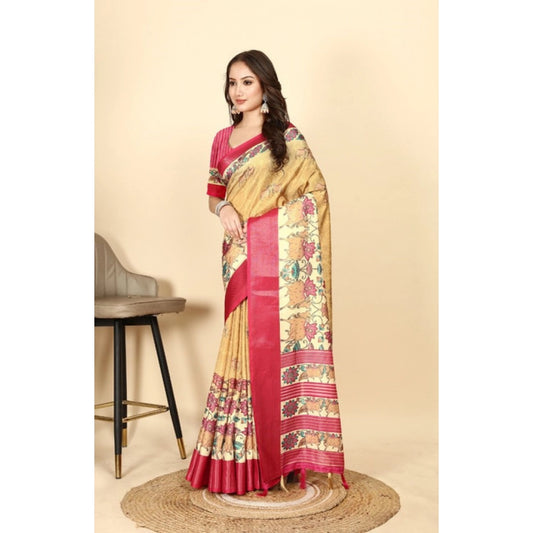 Charming Women's Cotton Silk Printed Saree With Blouse Piece