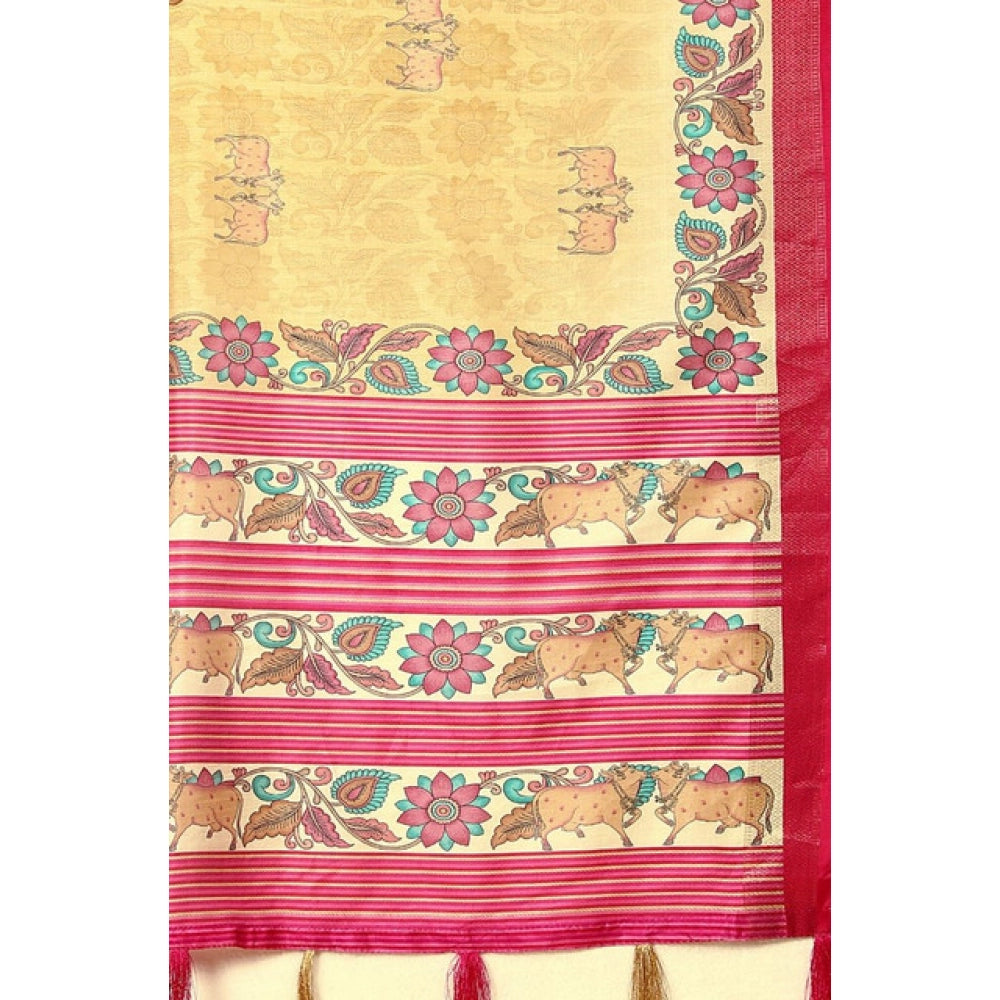 Charming Women's Cotton Silk Printed Saree With Blouse Piece