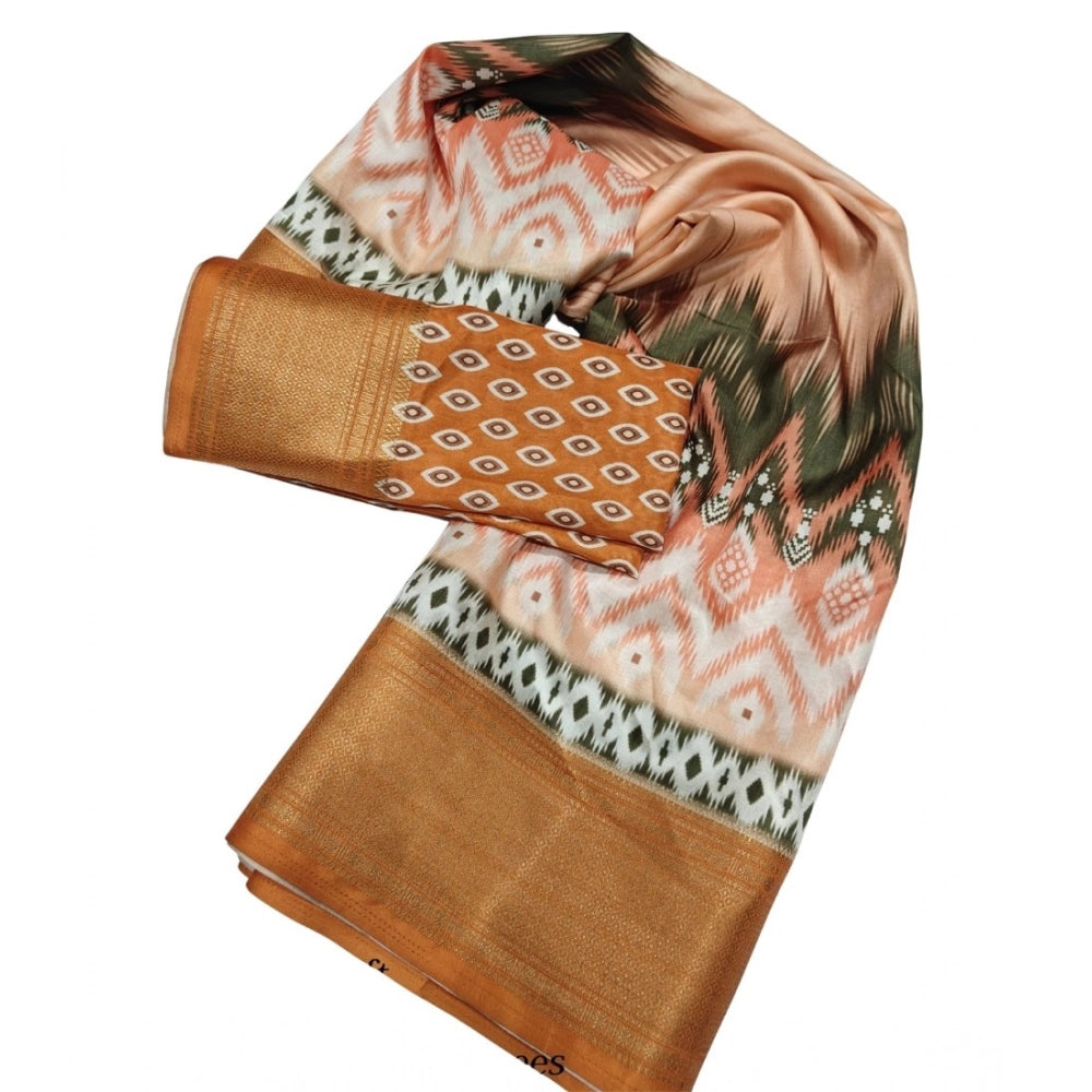 Charming Women's Cotton Silk Printed Saree With Blouse Piece