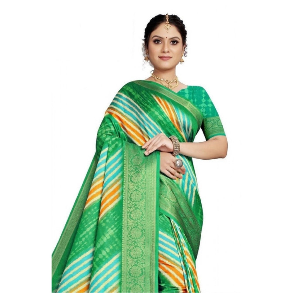 Charming Women's Cotton Silk Striped  Saree With Blouse Piece