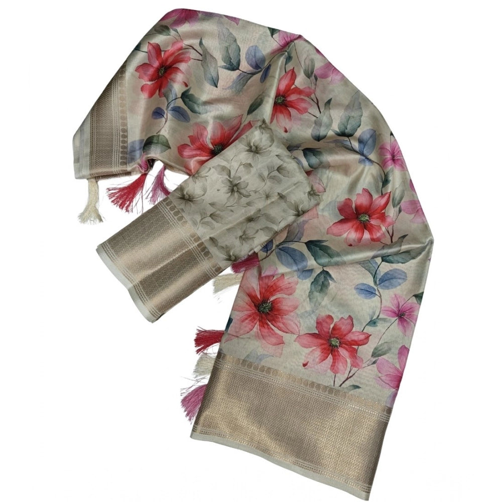 Exclusive Women's Cotton Silk Floral Printed Saree With Blouse Piece