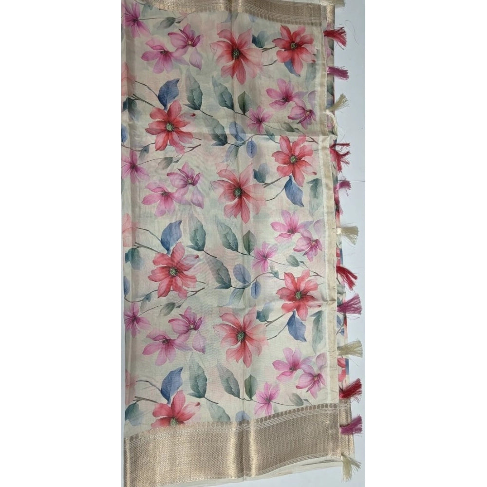 Exclusive Women's Cotton Silk Floral Printed Saree With Blouse Piece