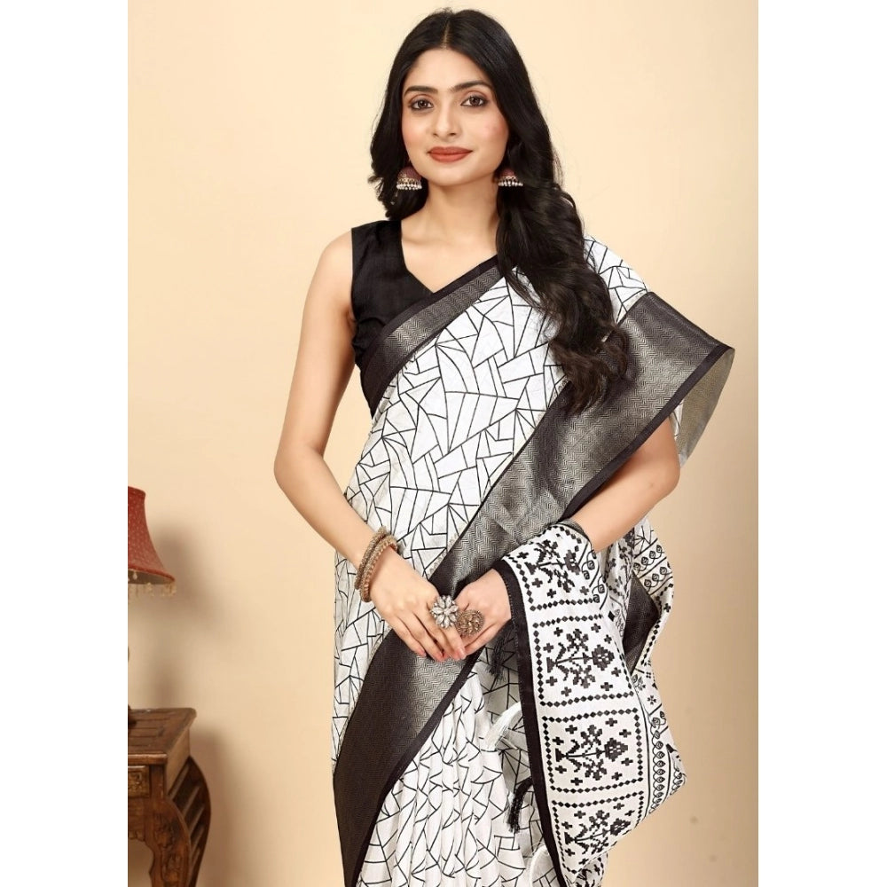 Charming Women's Cotton Silk Printed Saree With Blouse Piece