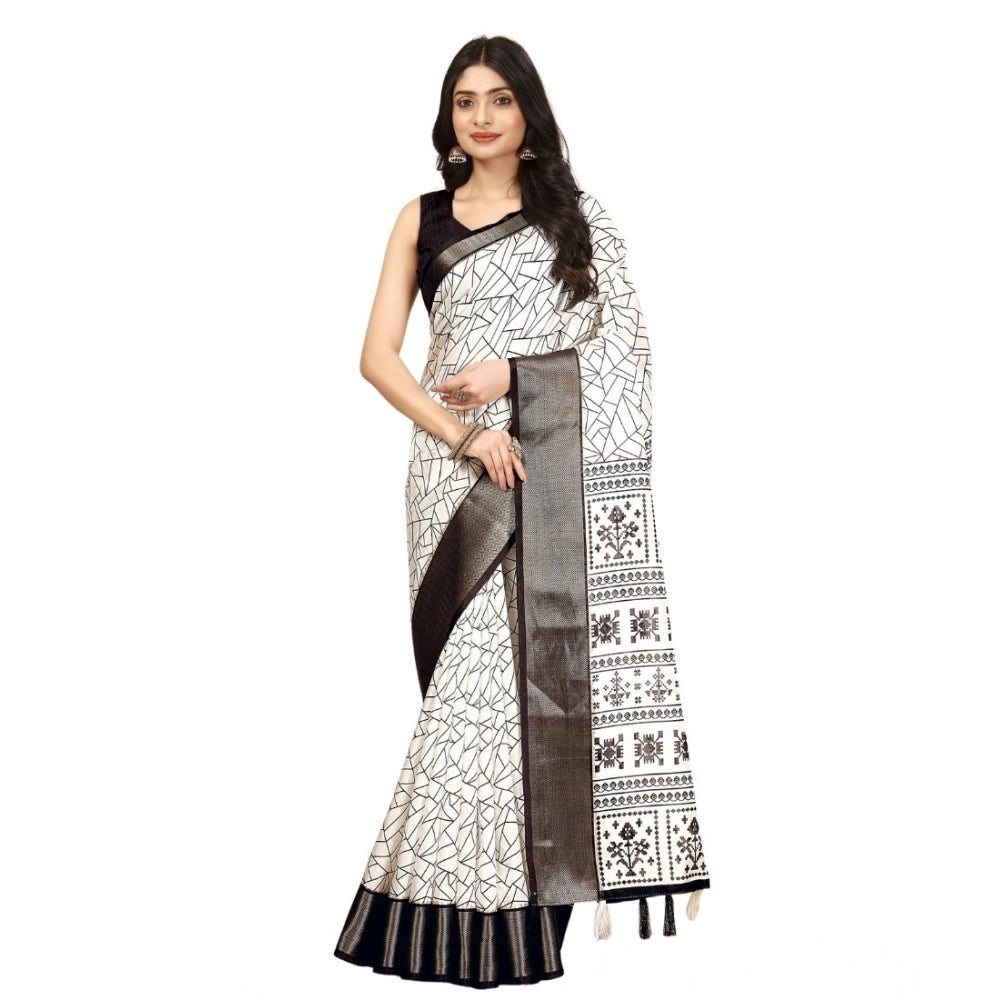 Charming Women's Cotton Silk Printed Saree With Blouse Piece