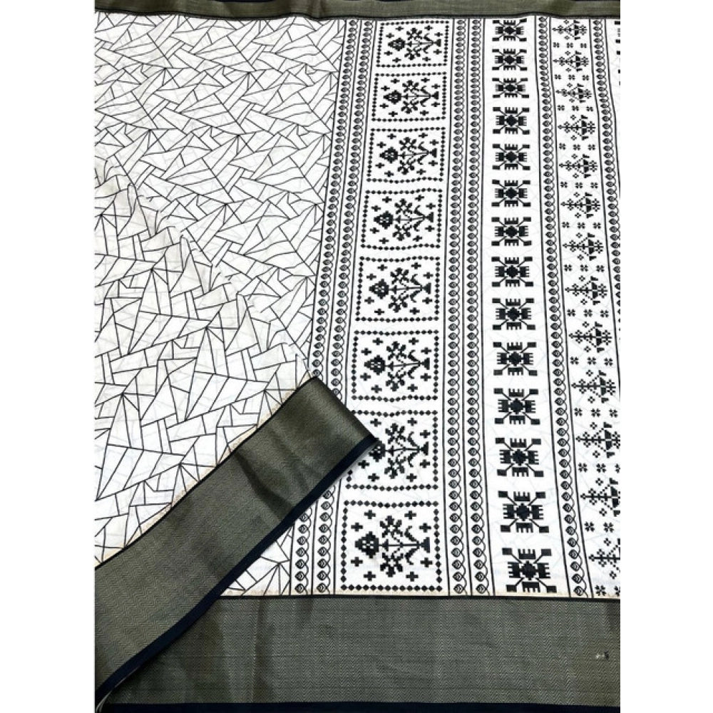 Charming Women's Cotton Silk Printed Saree With Blouse Piece