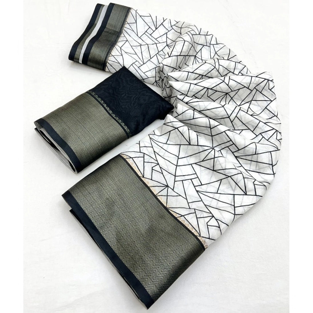Charming Women's Cotton Silk Printed Saree With Blouse Piece