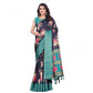 Astonishing Women's Cotton Blend Floral Printed Saree With Blouse Piece
