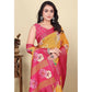 Astonishing Women's Cotton Blend Floral Printed Saree With Blouse Piece