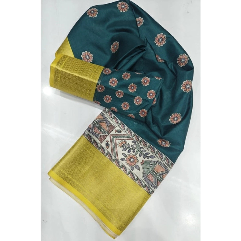 Charming Women's Cotton Silk Printed Saree With Blouse Piece