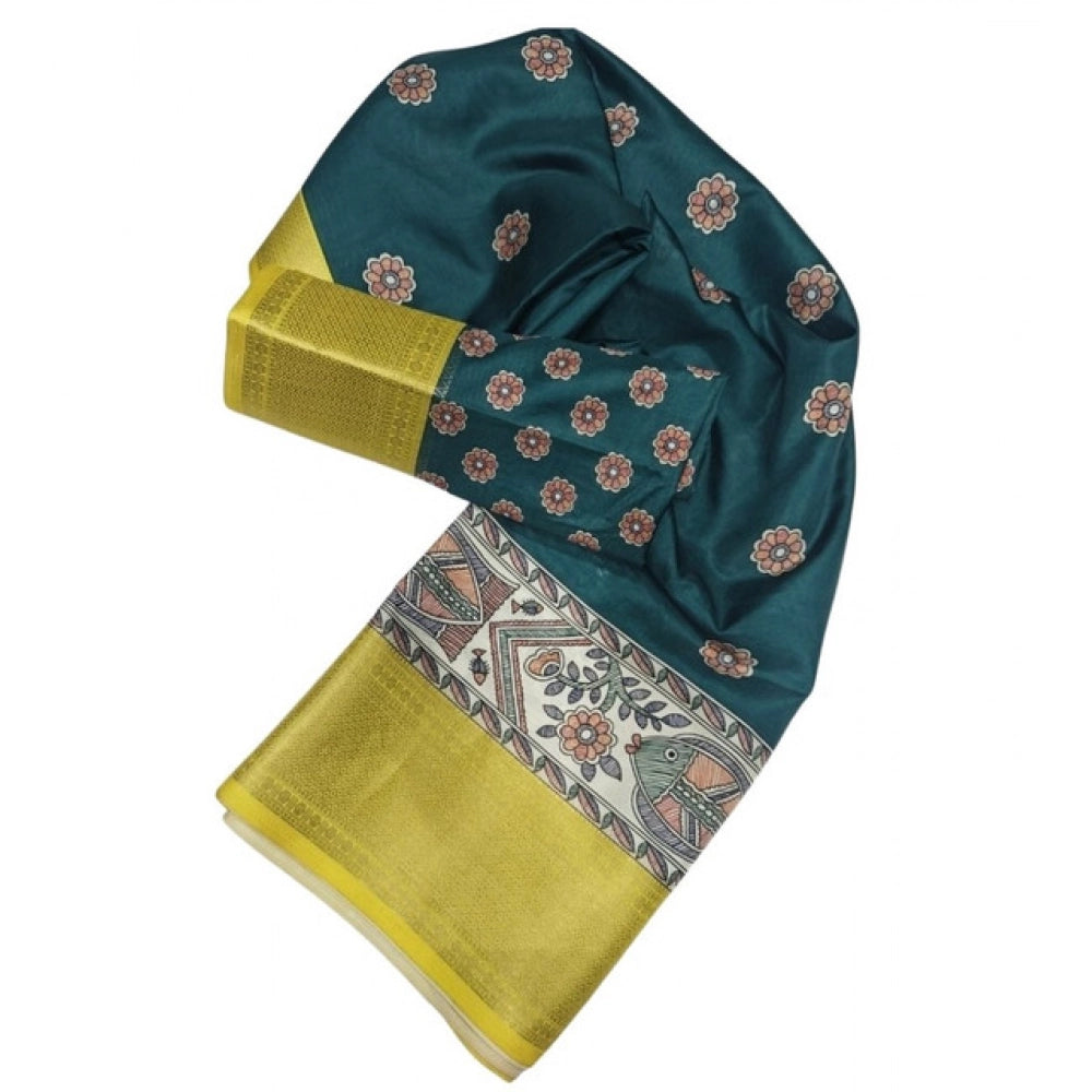 Charming Women's Cotton Silk Printed Saree With Blouse Piece