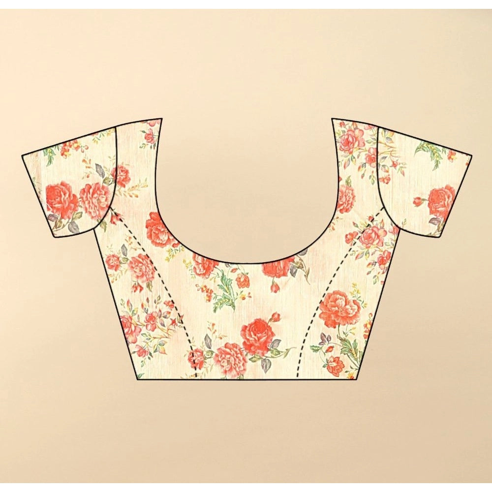 Modern Women's Chanderi Floral Printed Saree With Blouse Piece