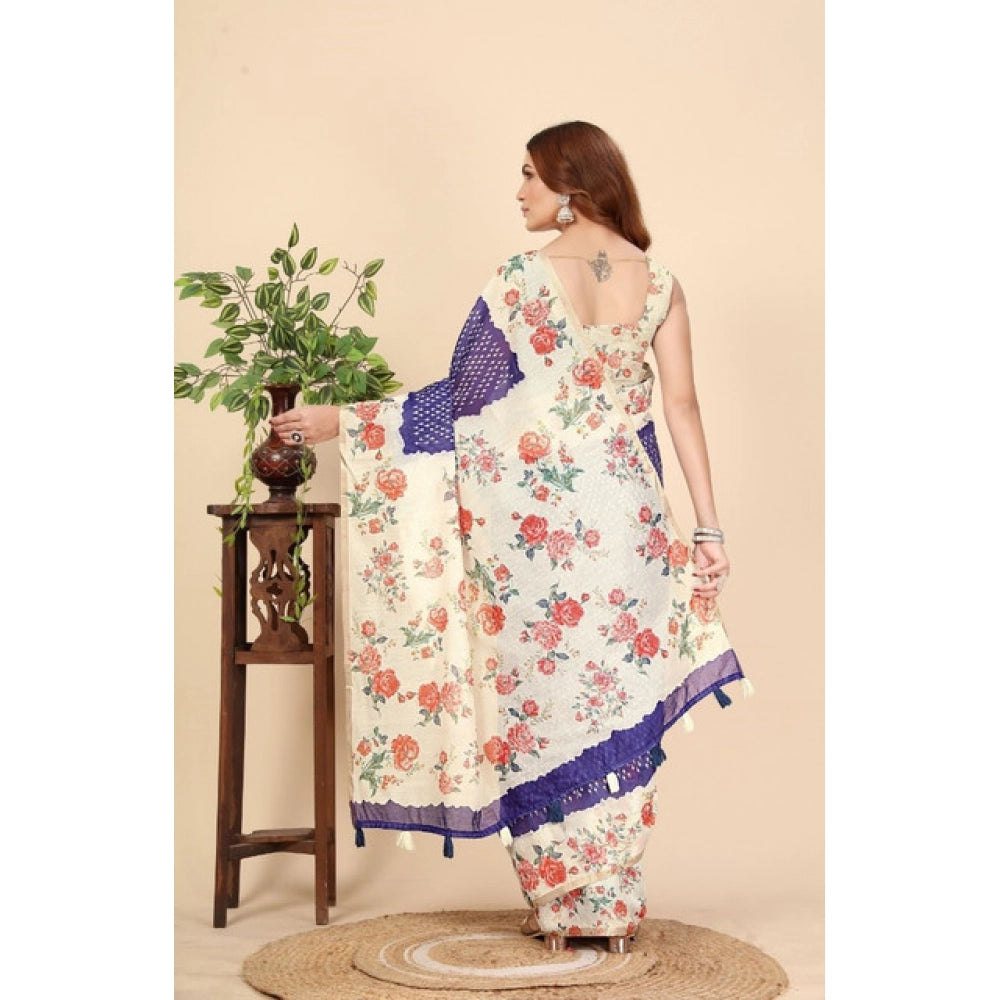 Exclusive Women's Cotton Silk Floral Printed Saree With Blouse Piece