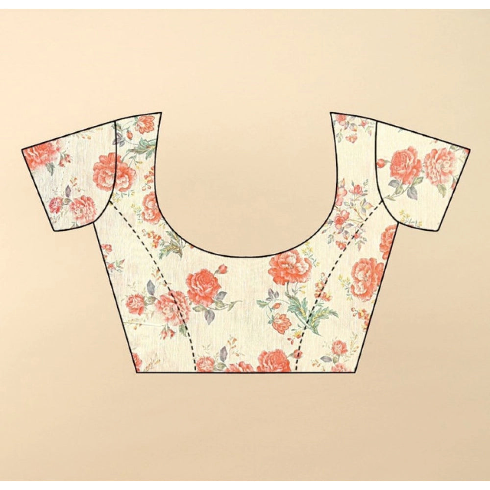 Exclusive Women's Cotton Silk Floral Printed Saree With Blouse Piece