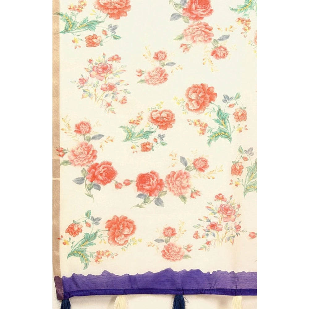 Exclusive Women's Cotton Silk Floral Printed Saree With Blouse Piece