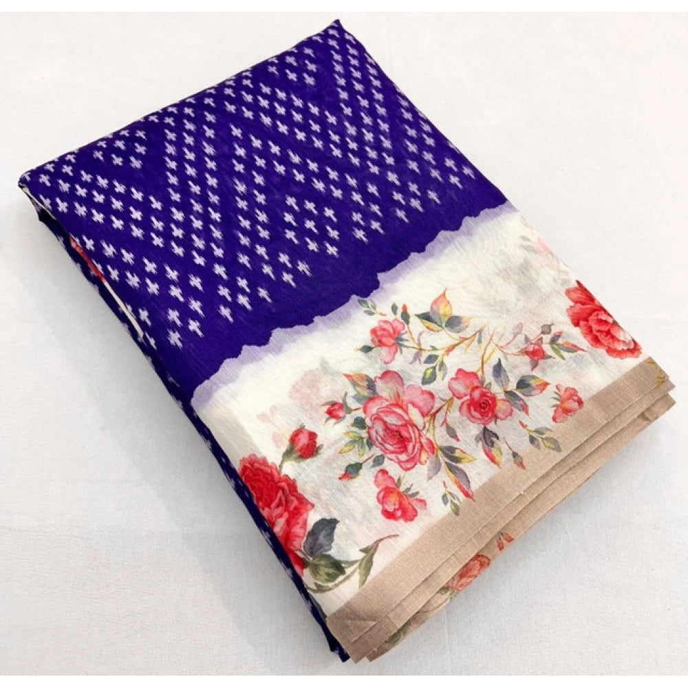 Exclusive Women's Cotton Silk Floral Printed Saree With Blouse Piece