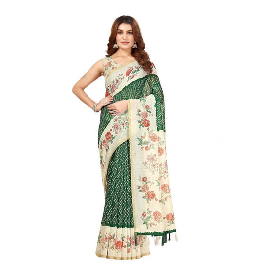 Modern Women's Chanderi Floral Printed Saree With Blouse Piece