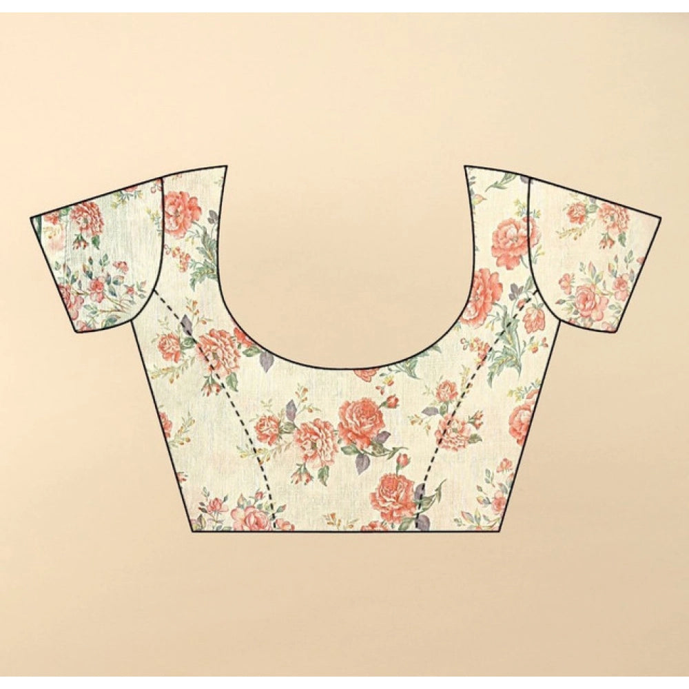 Modern Women's Chanderi Floral Printed Saree With Blouse Piece