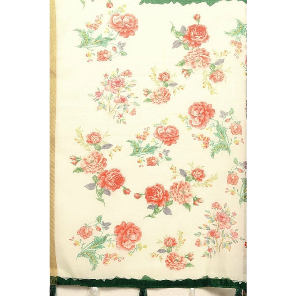 Modern Women's Chanderi Floral Printed Saree With Blouse Piece