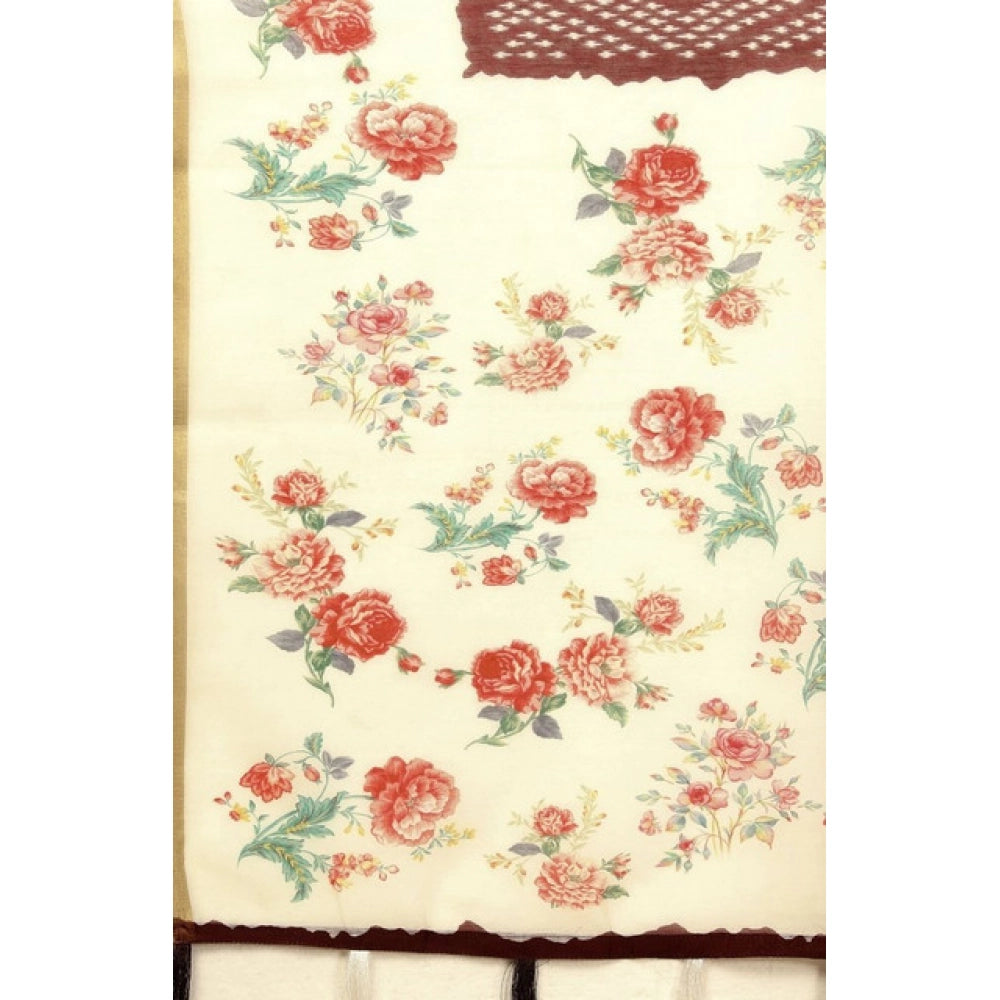 Modern Women's Chanderi Floral Printed Saree With Blouse Piece