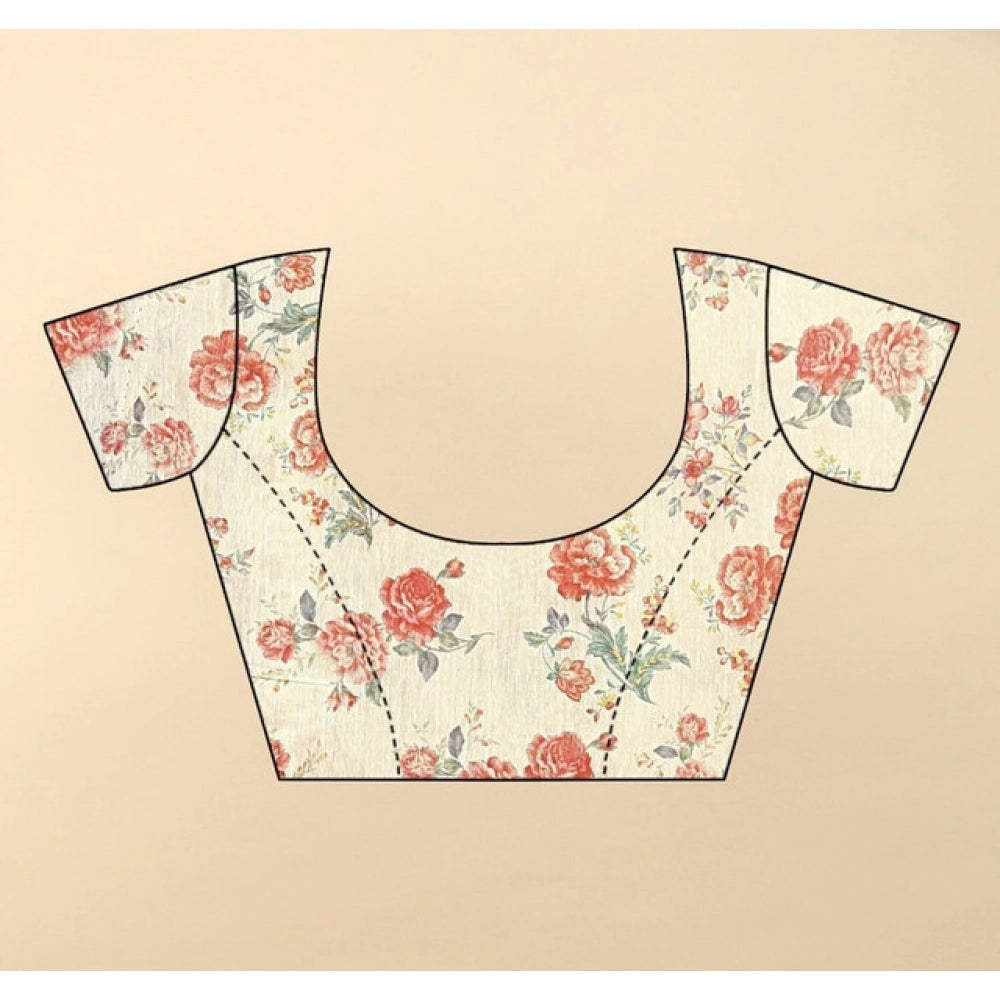 Modern Women's Chanderi Floral Printed Saree With Blouse Piece