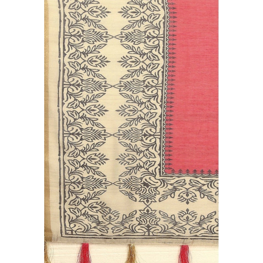 Casual Women's Chanderi Printed Saree With Blouse Piece