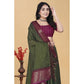 Embellished Women's Cotton Blend Checkered Saree With Blouse Piece