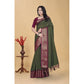 Embellished Women's Cotton Blend Checkered Saree With Blouse Piece