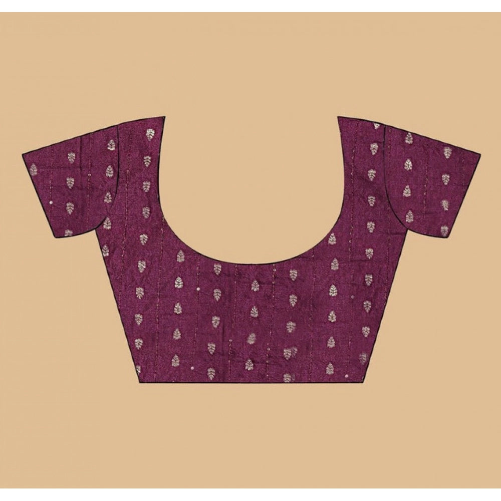 Embellished Women's Cotton Blend Checkered Saree With Blouse Piece