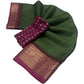 Embellished Women's Cotton Blend Checkered Saree With Blouse Piece