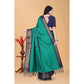 Embellished Women's Cotton Blend Checkered Saree With Blouse Piece