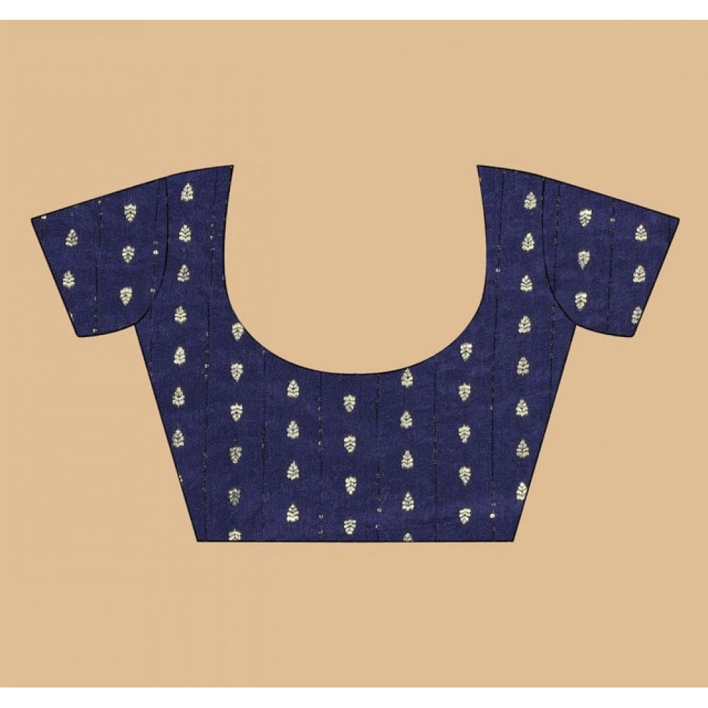 Embellished Women's Cotton Blend Checkered Saree With Blouse Piece