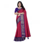 Embellished Women's Cotton Blend Checkered Saree With Blouse Piece