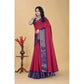 Embellished Women's Cotton Blend Checkered Saree With Blouse Piece