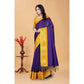 Embellished Women's Cotton Blend Checkered Saree With Blouse Piece