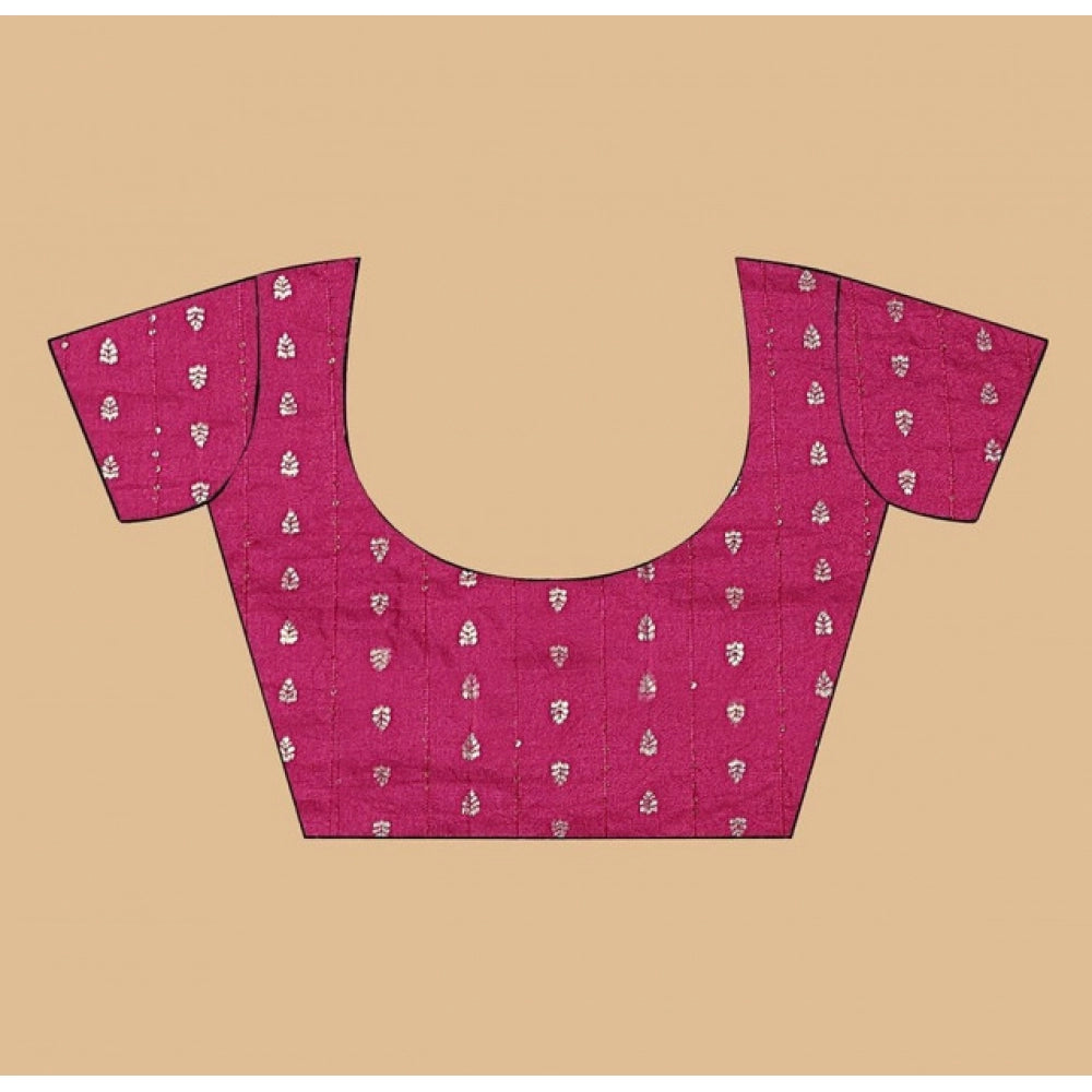 Embellished Women's Cotton Blend Checkered Saree With Blouse Piece