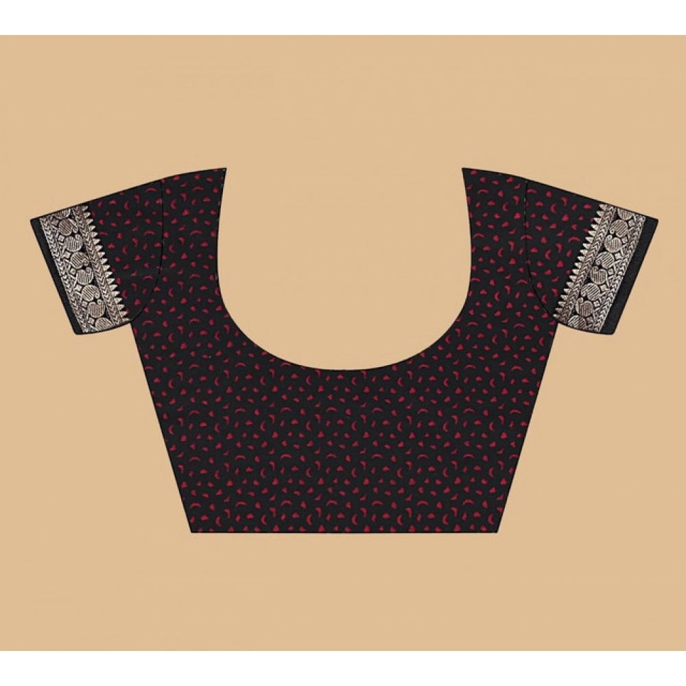 Facinating Women's Dupion Silk Block Printed Saree With Blouse Piece