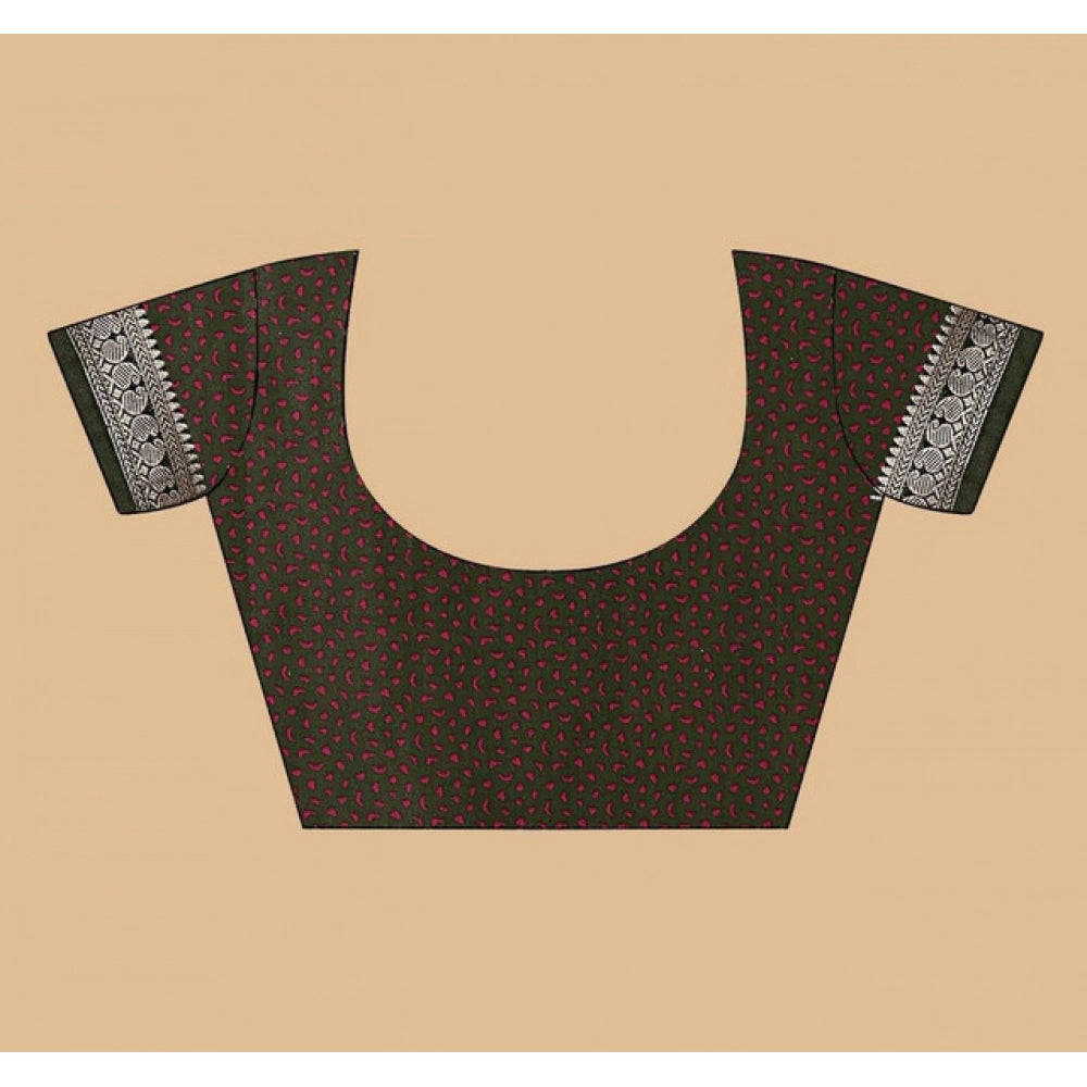 Facinating Women's Dupion Silk Block Printed Saree With Blouse Piece