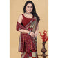 Facinating Women's Dupion Silk Block Printed Saree With Blouse Piece